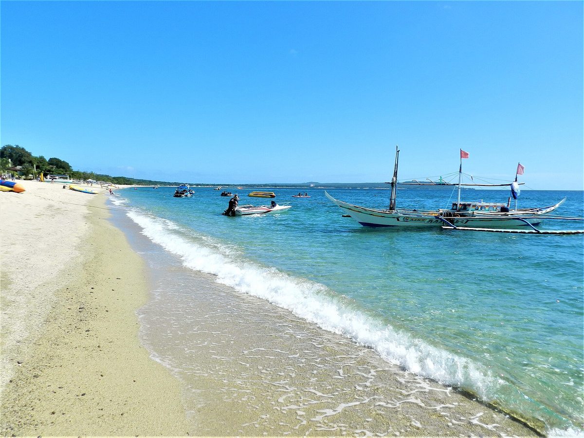 The long resort-lined sand of Laiya in San Juan, Batangas