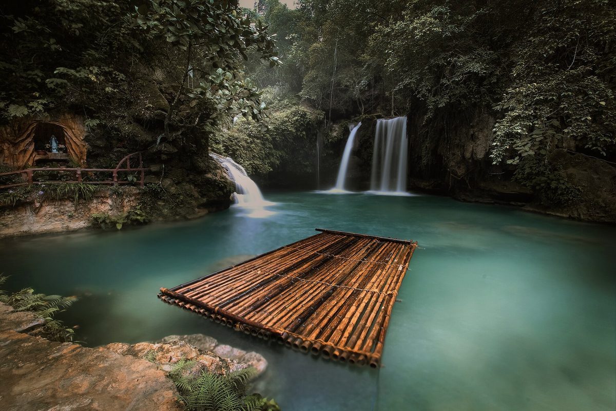 Turquoise pools at Kawasan Falls in Badian, Cebu