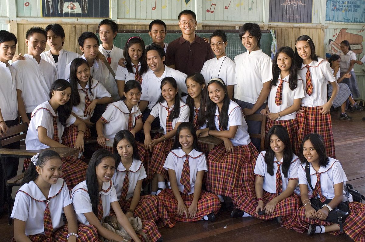 Students in a Philippine classroom, where English is a medium of instruction