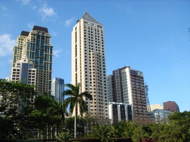 Modern high-rise towers of the Makati business district in Manila