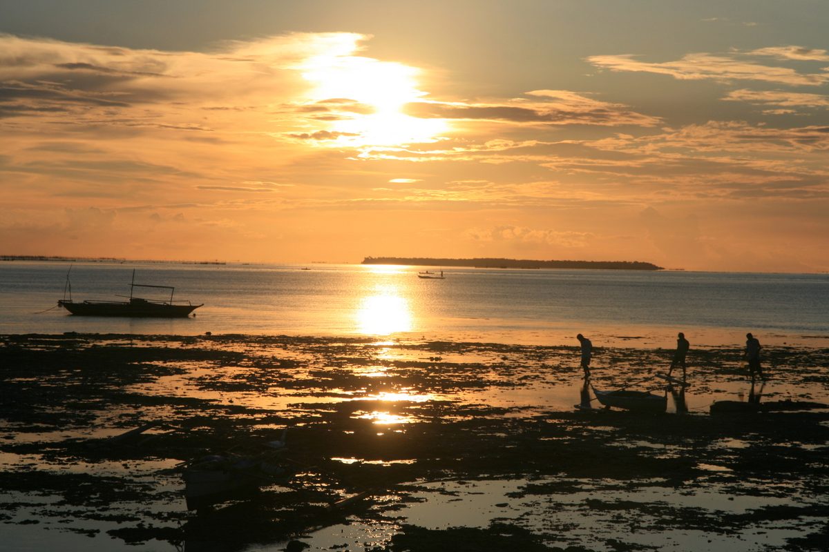 Boats moored off Hilutungan Island marine sanctuary near Mactan, a top spot for mactan island hopping