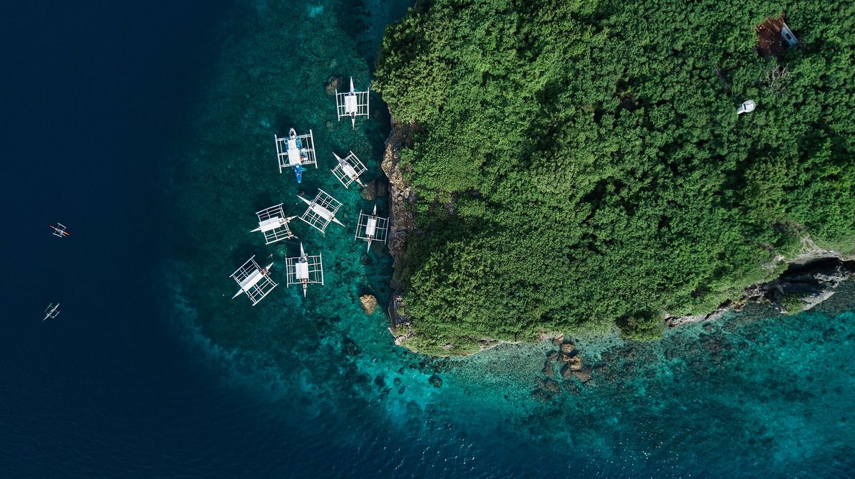 Pescador Island off the coast of Moalboal, a tiny rocky islet ringed by coral reef