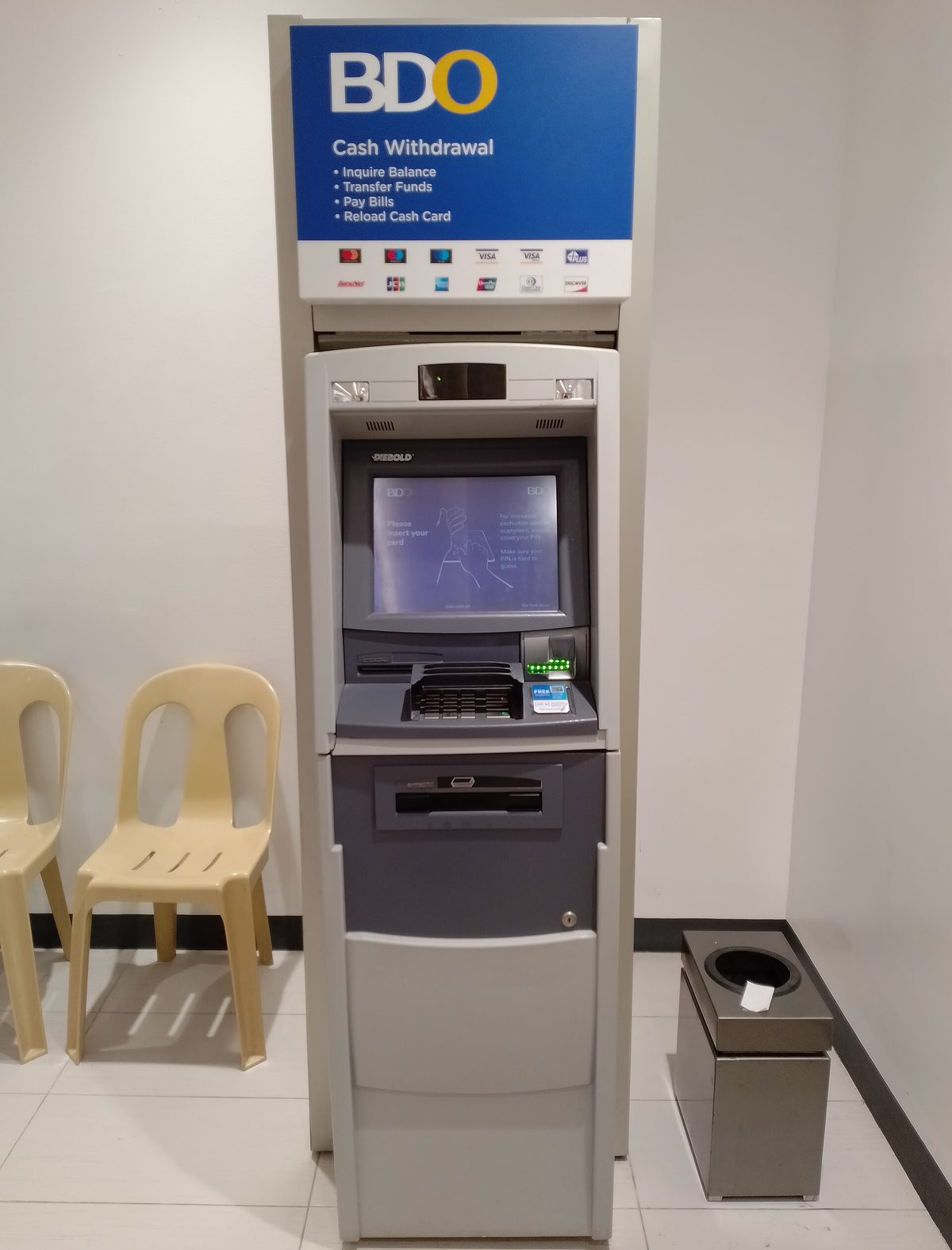 A BDO bank ATM in the Philippines where foreign cards are charged a withdrawal fee