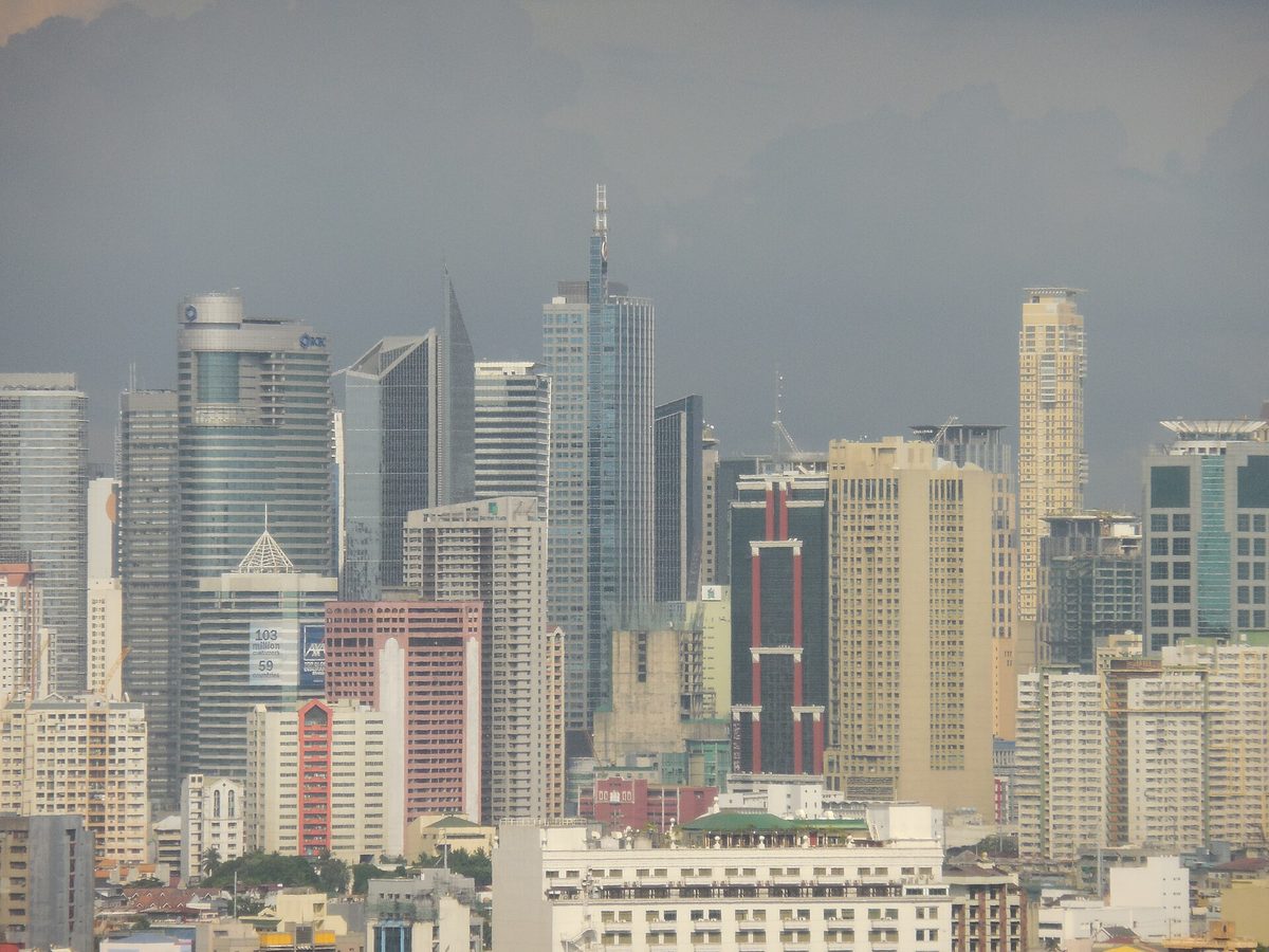 Manila skyline with Makati skyscrapers, the country's main business district for remote workers