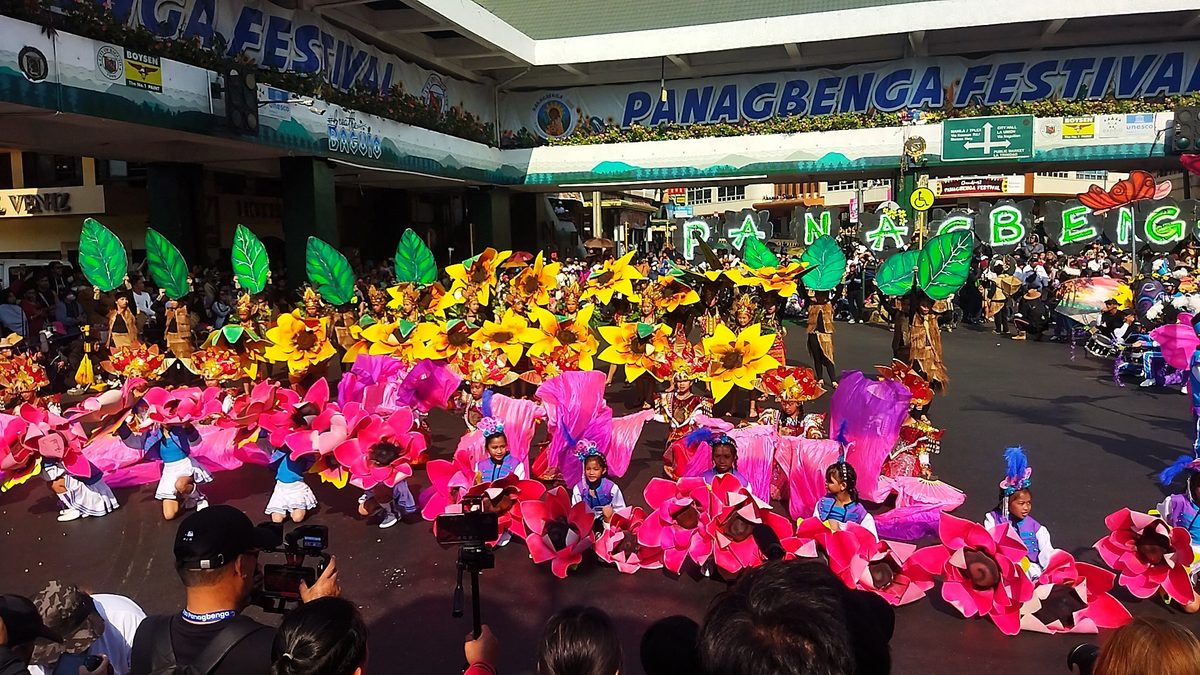 A flower-covered float at the Panagbenga Flower Festival in Baguio