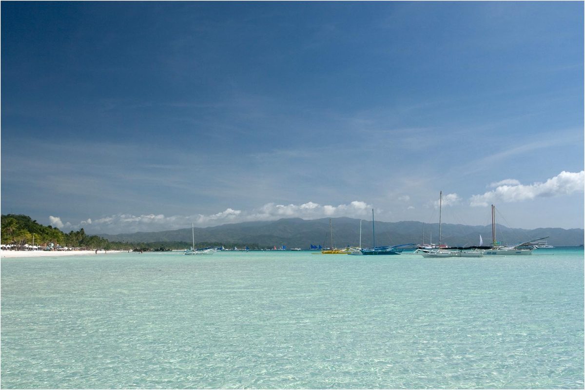 White Beach on Boracay Island, a heavily touristed and patrolled beach destination in the Philippines
