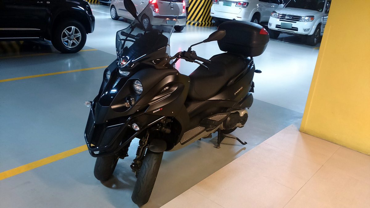 A motorbike on display in Manila, Philippines