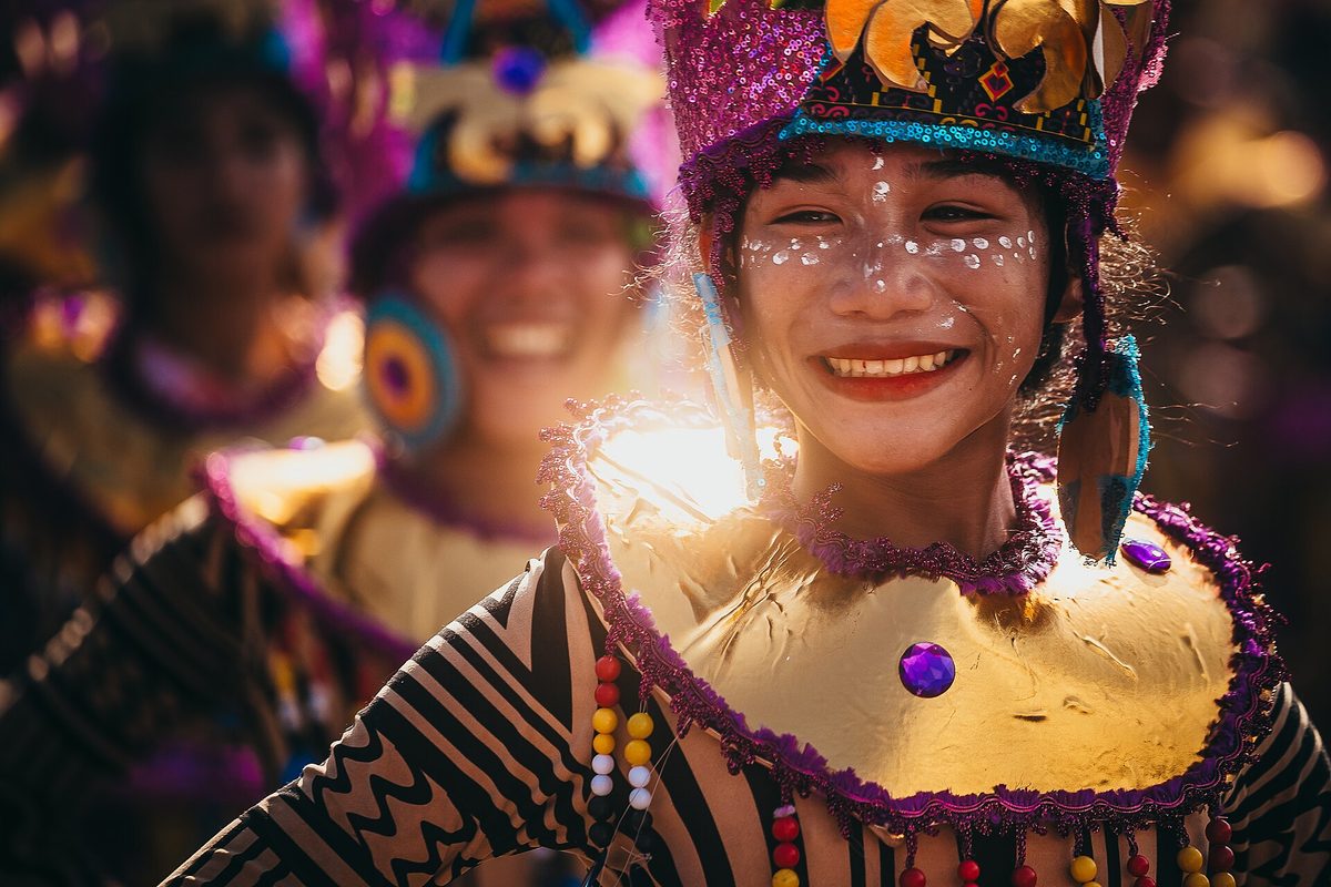Costumed dancers at Cebu City's Sinulog Festival in January
