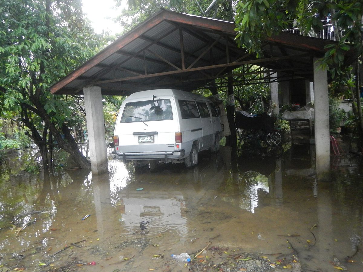 Flooded street in Manila after heavy southwest monsoon rain during the wet season