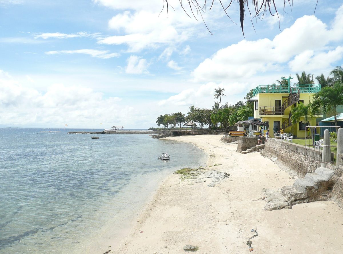 A beach resort on Mactan Island, the best area to stay in Cebu for families wanting sand and pools near the airport